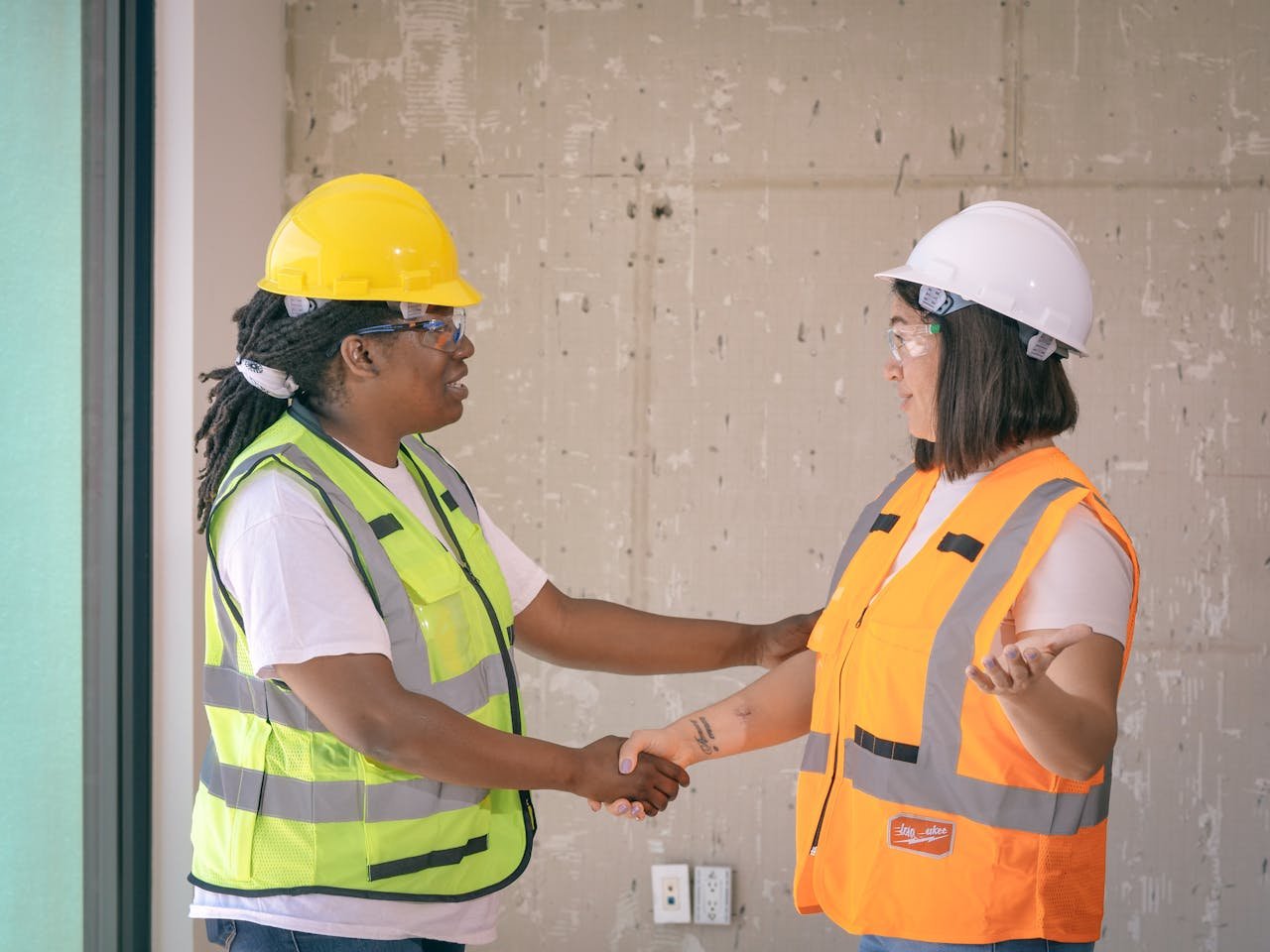 Contractors shaking hands